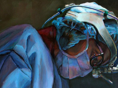 Ambidextrous doctor skillful in the operating room and art&nbsp;studio